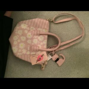 Pink stripe floral bag